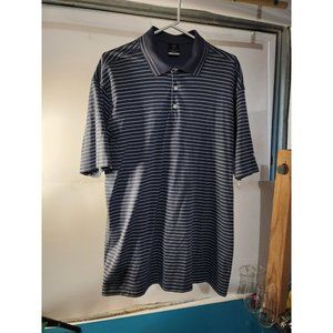 Nike Golf Polo Shirt Blue White Striped Men's Size Large Short Sleeve Stretchy